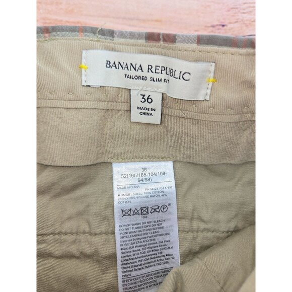 Banana Republic Mens Tailored Slim Fit Plaid Shorts 36 - Picture 3 of 5